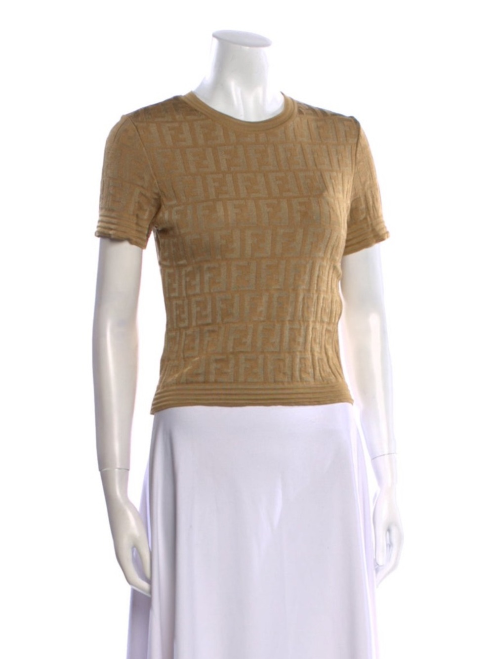 Fendi Brown Zucca FF Crop Knit Top